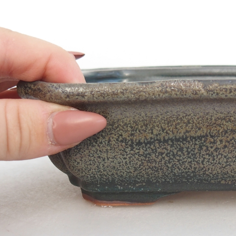 Bol à bonsaï en céramique 18 x 13,5 x 5 cm, gris