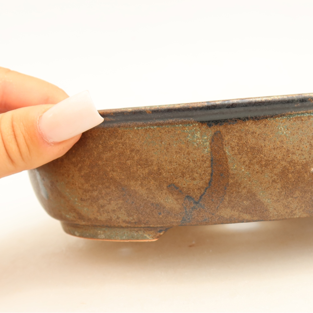 Pot à bonsaï en céramique 19 x 14,5 x 5 cm, couleur marron
