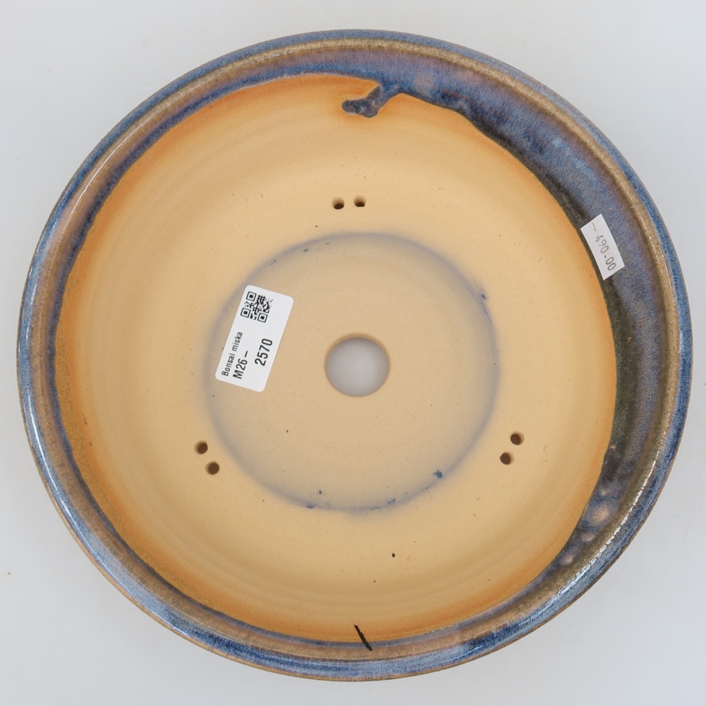 Pot à bonsaï en céramique 23,5 x 23,5 x 6 cm, couleur bleue