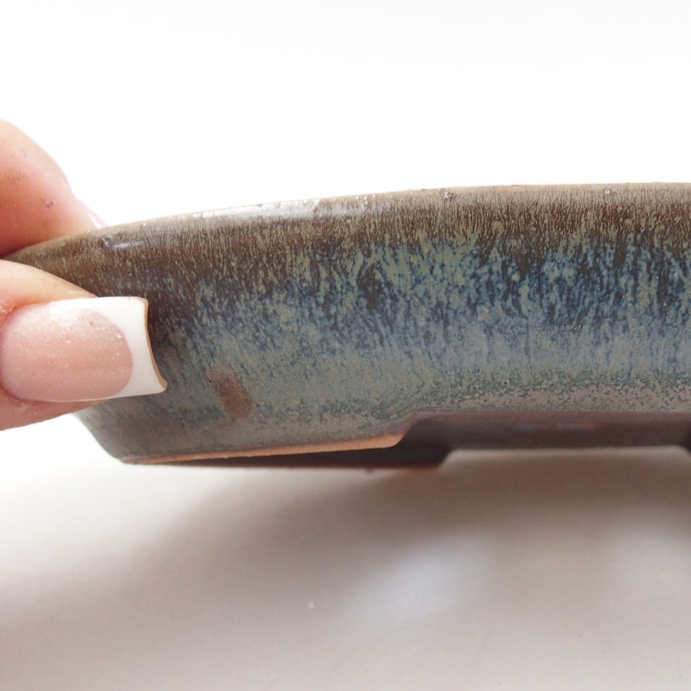 Bol à bonsaï en céramique 15,5 x 11 x 2,5 cm, couleur bleu