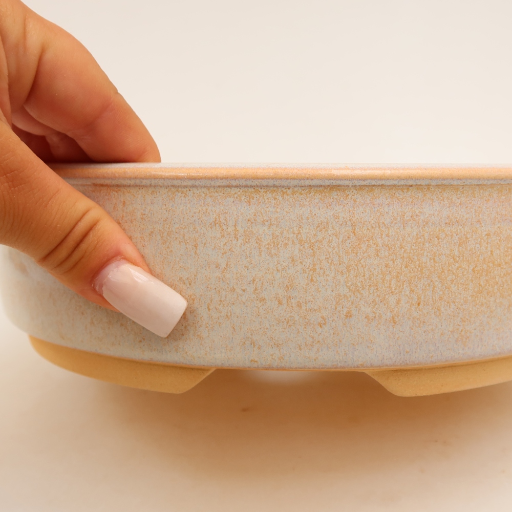 Pot à bonsaï en céramique 23 x 23 x 6 cm, couleur beige