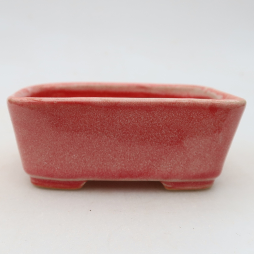 Pot à bonsaï en céramique 10,5 x 8,5 x 4 cm, couleur rouge