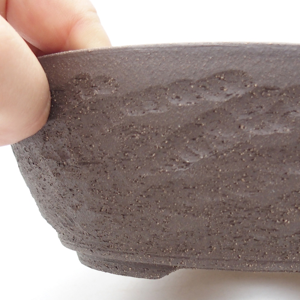 Bol à bonsaï en céramique 18,5 x 18,5 x 6 cm, brun