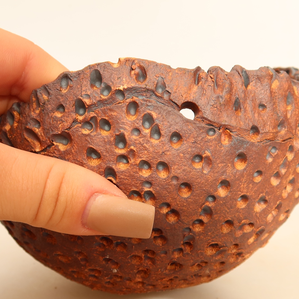 Coquille en céramique pour kokedama, 14 x 13 x 9 cm, couleur marron