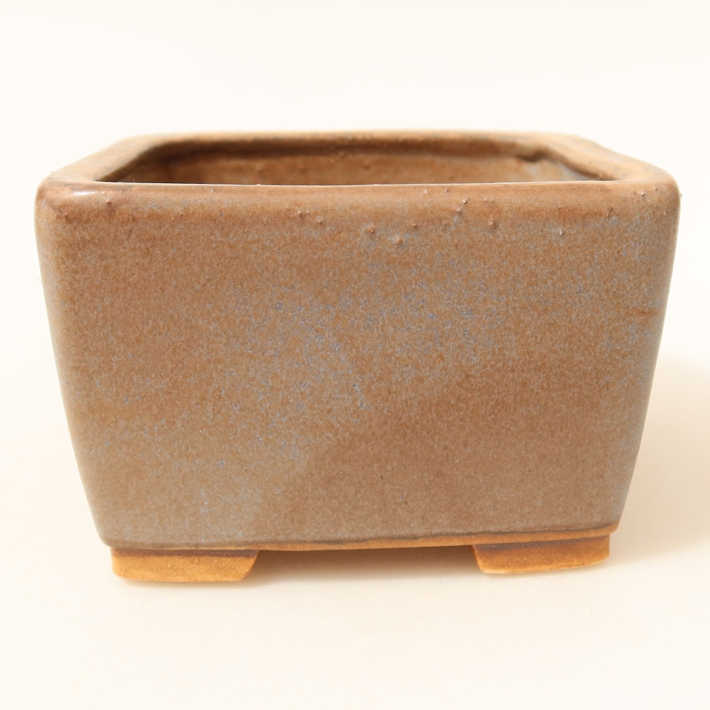 Pot à bonsaï en céramique 10,5 x 10,5 x 7 cm, couleur bleue