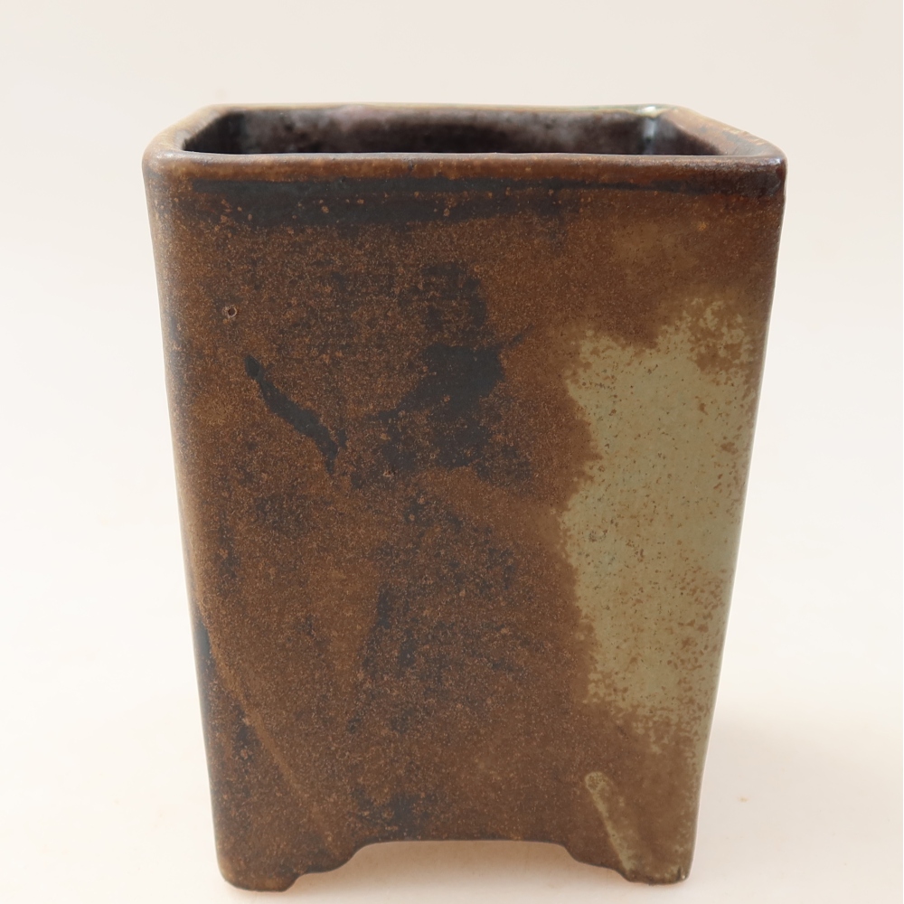 Pot à bonsaï en céramique 9 x 9 x 11,5 cm, couleur marron
