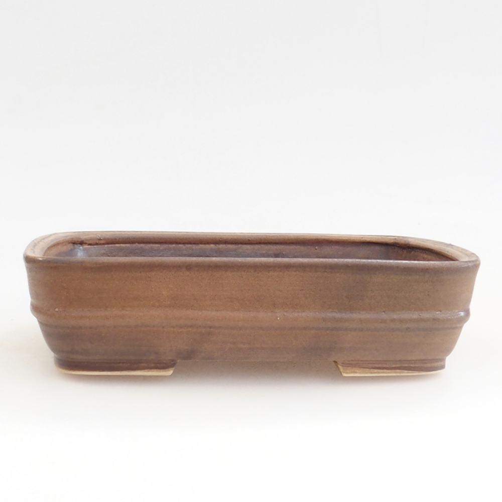 Bol à bonsaï en céramique 21,5 x 17,5 x 5,5 cm, brun
