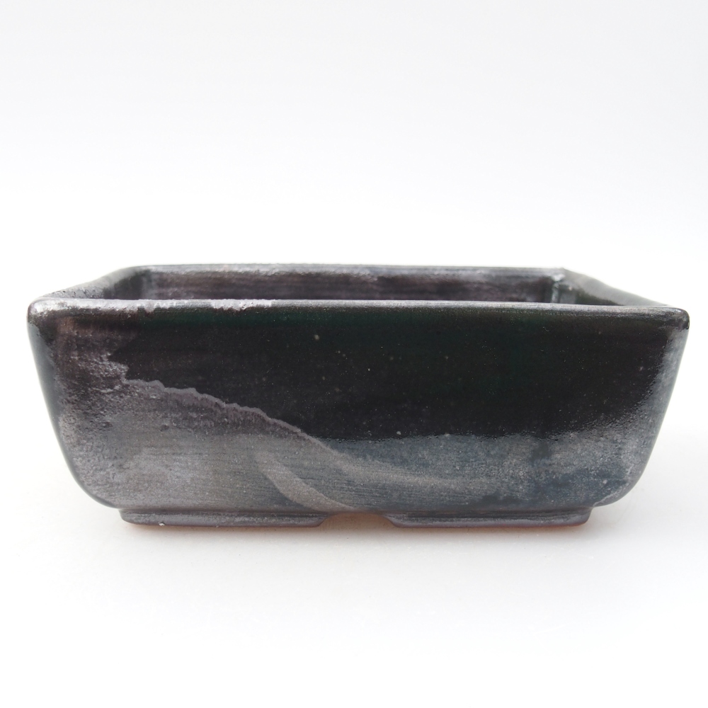 Bol à bonsaï en céramique 12 x 8,5 x 4,5 cm, vert métallique