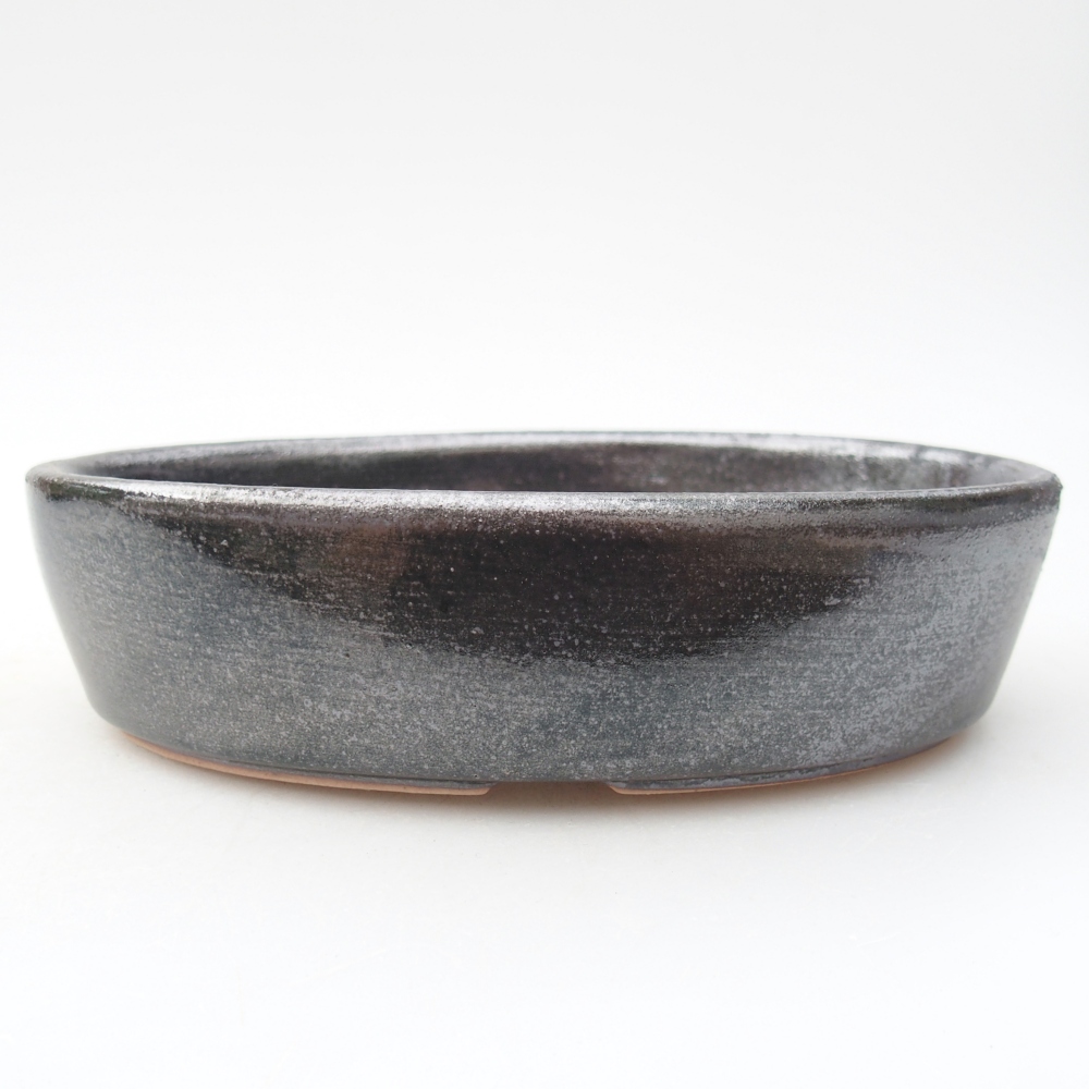 Bol à bonsaï en céramique 16,5 x 11,5 x 4,5 cm, couleur métal