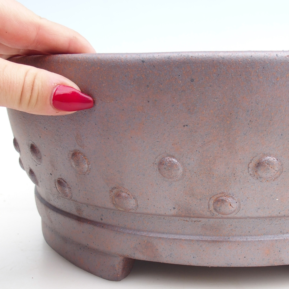 Bol à bonsaï en céramique 31,5 x 31,5 x 12 cm, couleur métal