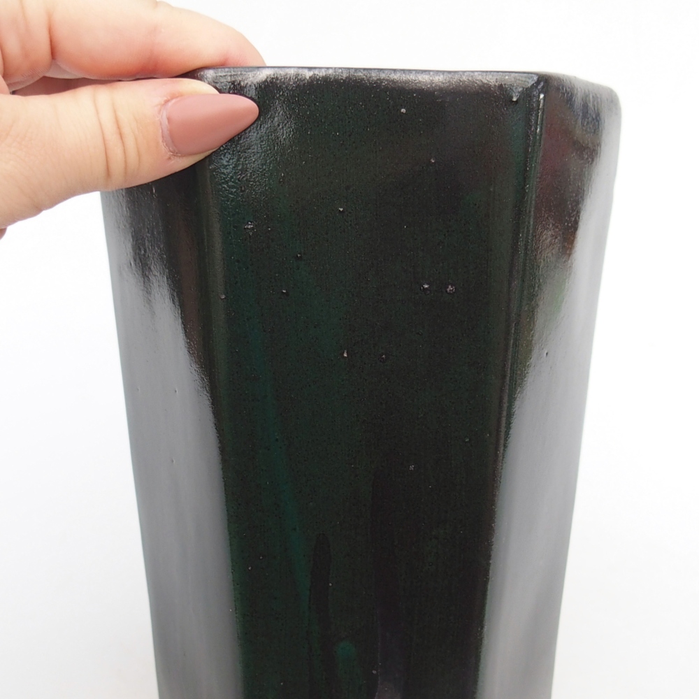 Bol à bonsaï en céramique 12,5 x 11,5 x 16,5 cm, vert