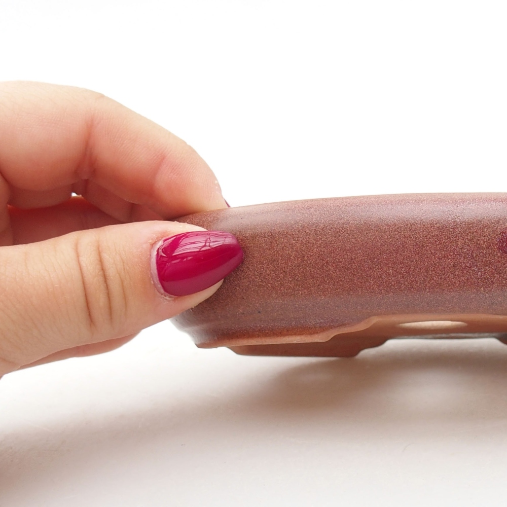 Bol à bonsaï en céramique 13 x 10 x 2,5 cm, couleur bordeaux