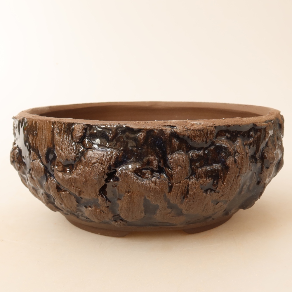 Pot à bonsaï en céramique 16 x 16 x 6,5 cm, couleur marron