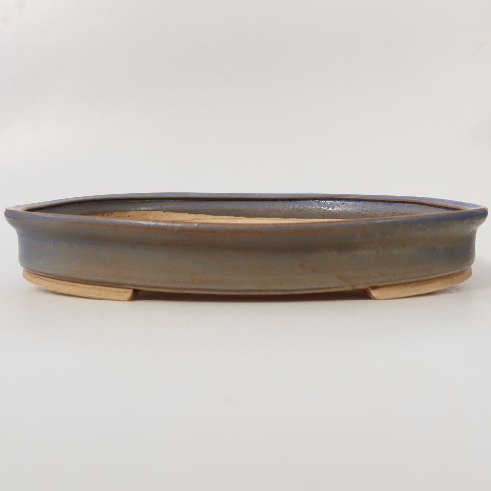 Pot à bonsaï en céramique 30,5 x 26,5 x 4 cm, couleur bleue