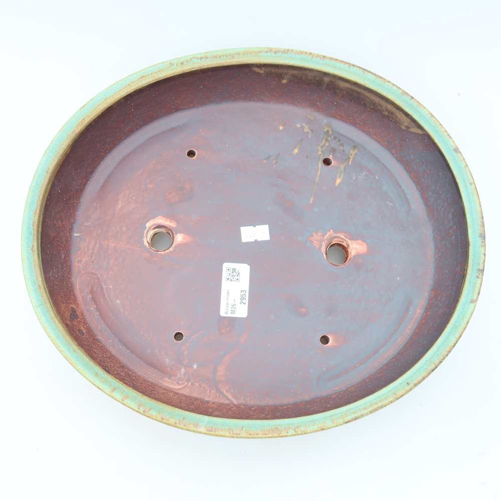 Pot à bonsaï en céramique 32 x 28 x 6,5 cm, couleur verte