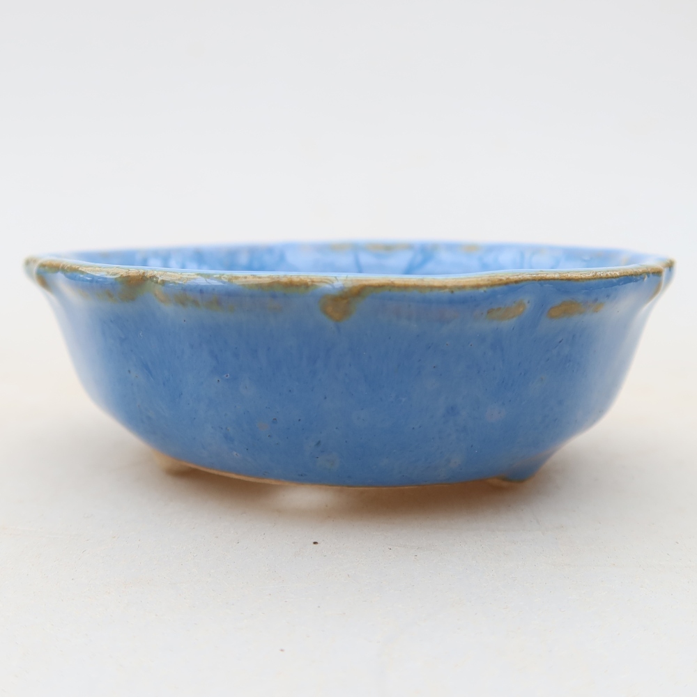Pot à bonsaï en céramique 7 x 7 x 2,5 cm, couleur bleue