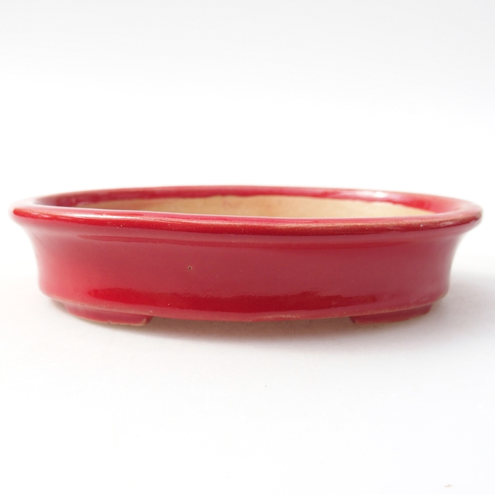 Bol à bonsaï en céramique 13 x 10,5 x 3 cm, couleur rouge
