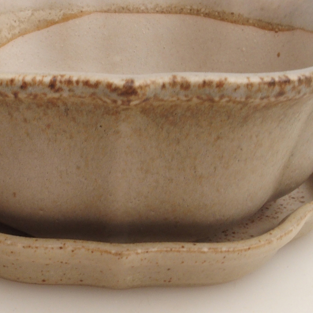 Bol bonsaï + soucoupe H06 - 14,5 x 14,5 x 5 cm - beige