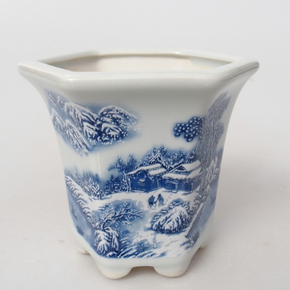 Bol à bonsaï en céramique 10 x 9 x 9 cm, couleur blanc