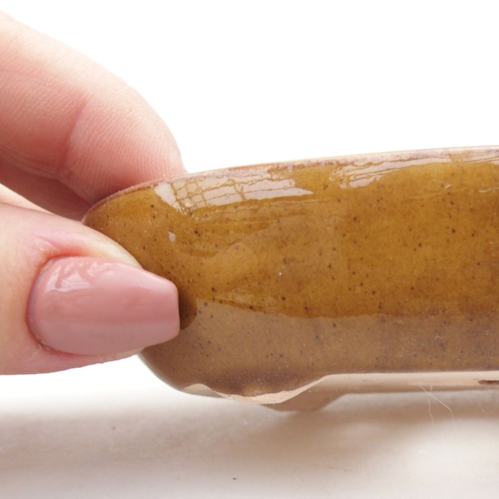 Bol à bonsaï en céramique 9 x 6,5 x 2,5 cm, brun