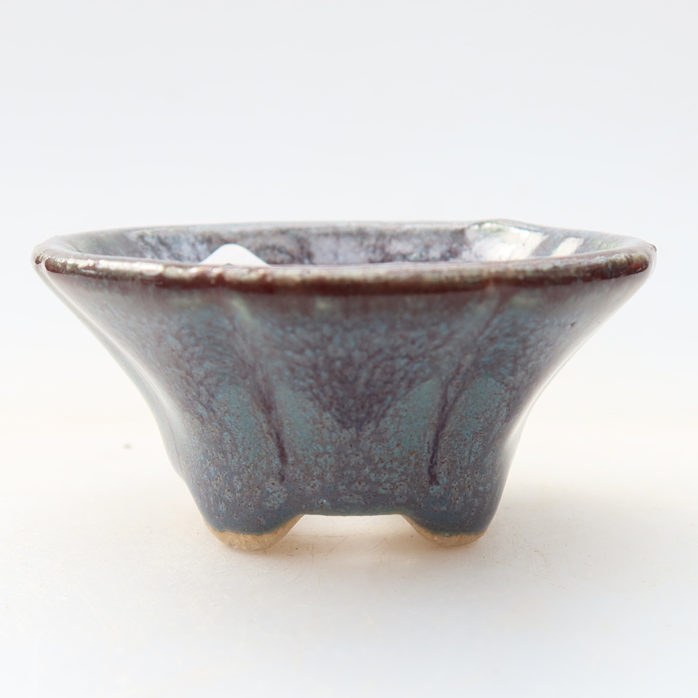 Pot à bonsaï en céramique 5,5 x 5,5 x 2,5 cm, couleur grise