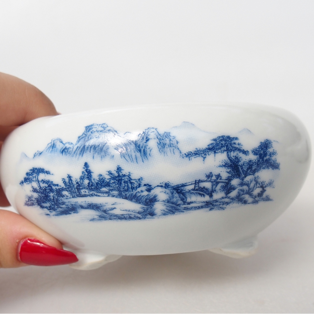 Bol à bonsaï en céramique 10 x 10 x 5 cm, couleur blanc