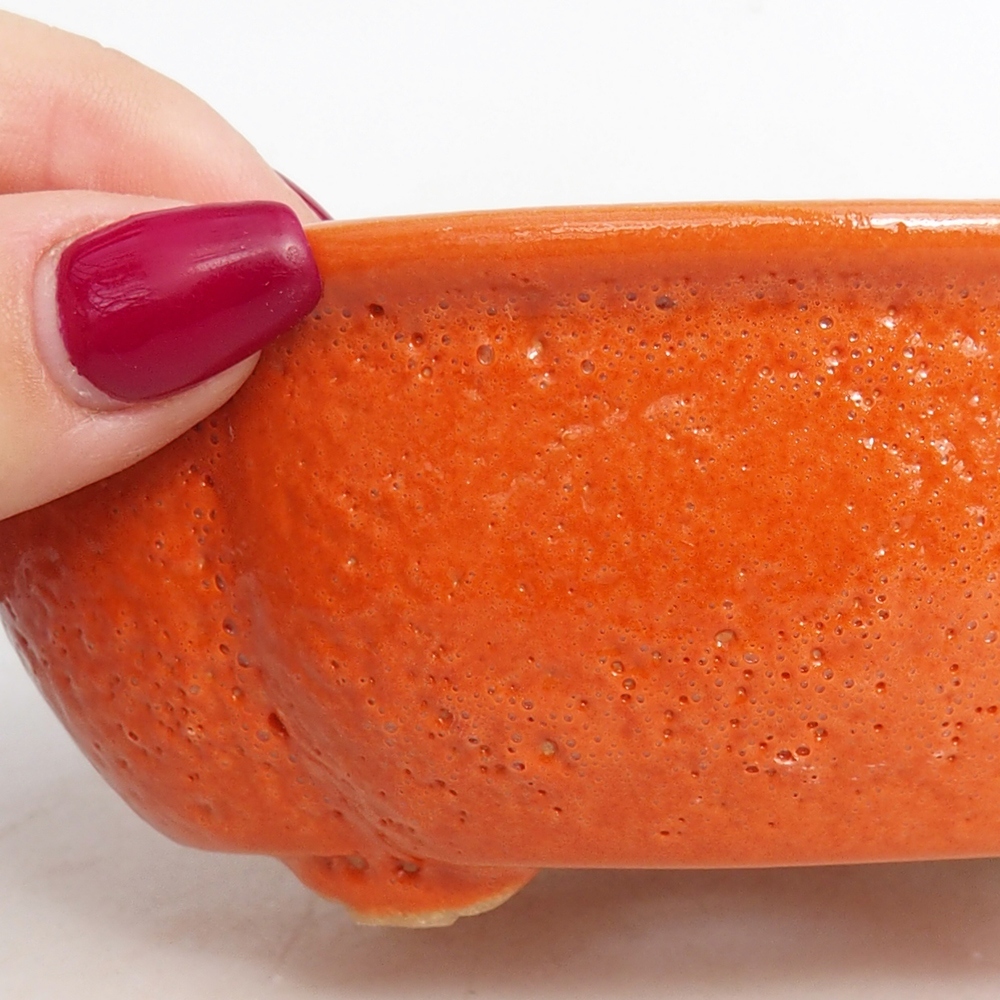 Bol à bonsaï en céramique 13 x 10,5 x 5,5 cm, orange