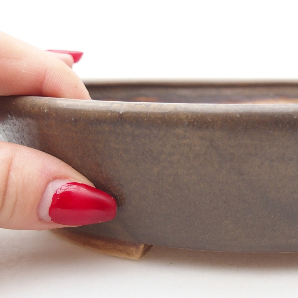 Bol à bonsaï en céramique 18,5 x 16,5 x 4,5 cm, brun