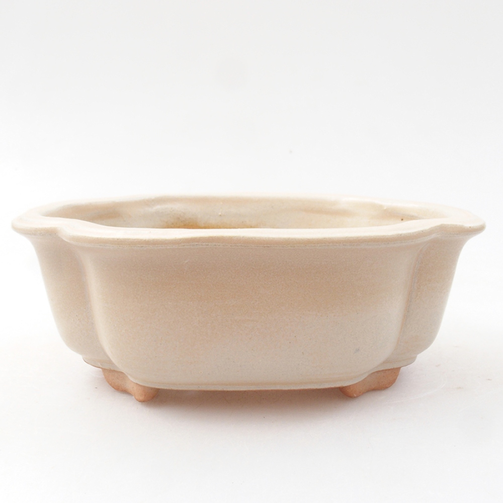 Bol à bonsaï en céramique 13,5 x 10 x 5 cm, couleur beige