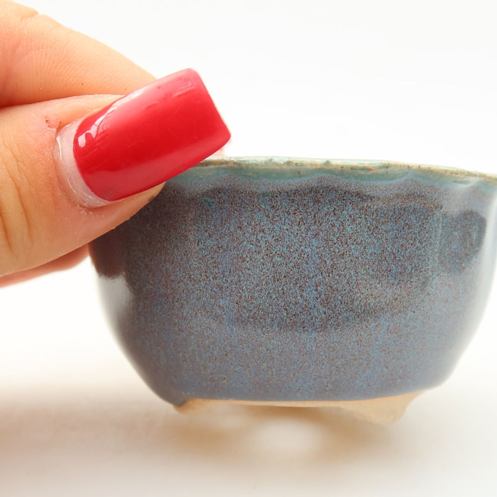 Pot à bonsaï en céramique 7 x 7 x 3,5 cm, couleur grise