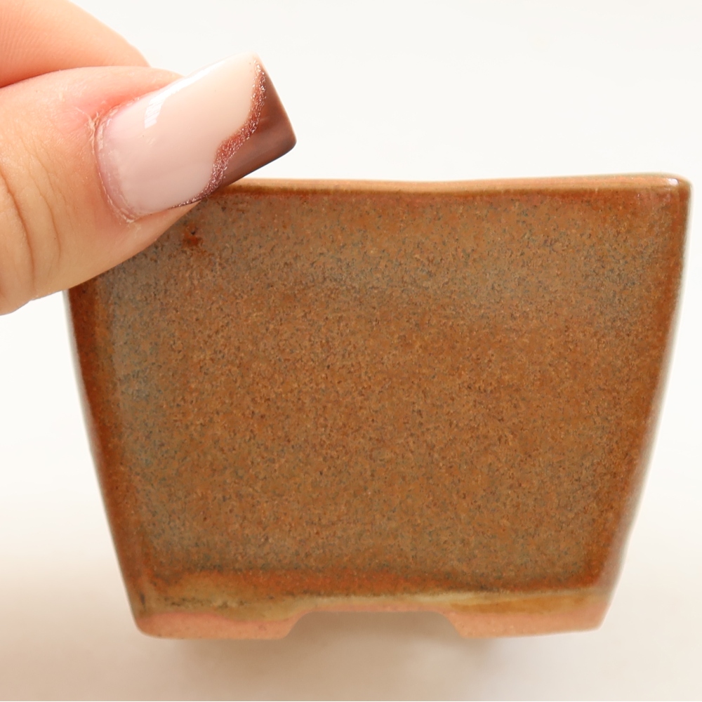 Pot à bonsaï en céramique 6,5 x 6,5 x 5 cm, couleur marron