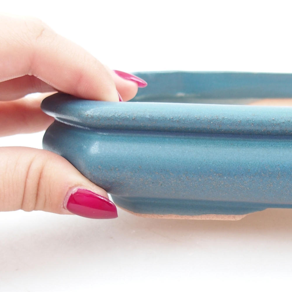 Bol à bonsaï en céramique 18,5 x 13,5 x 4 cm, couleur bleu