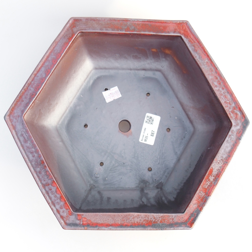 Bol à bonsaï en céramique 24,5 x 20 x 4 cm, couleur rouge