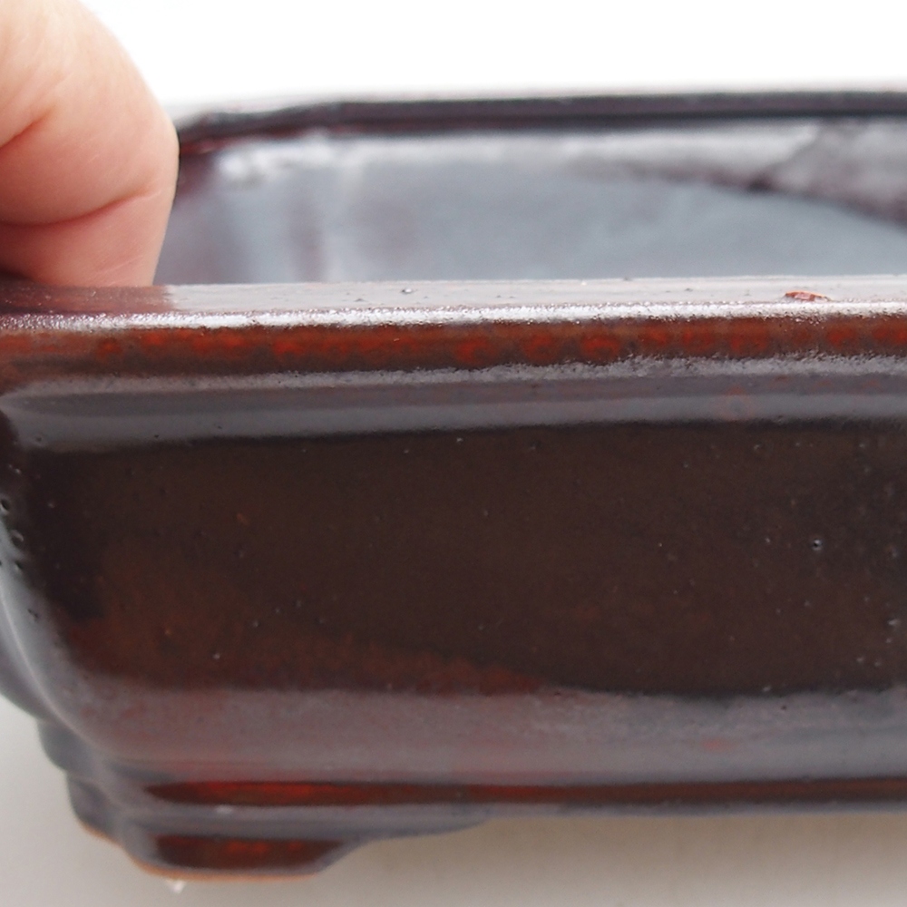 Bol à bonsaï en céramique 27 x 21 x 7 cm, couleur noir rouge