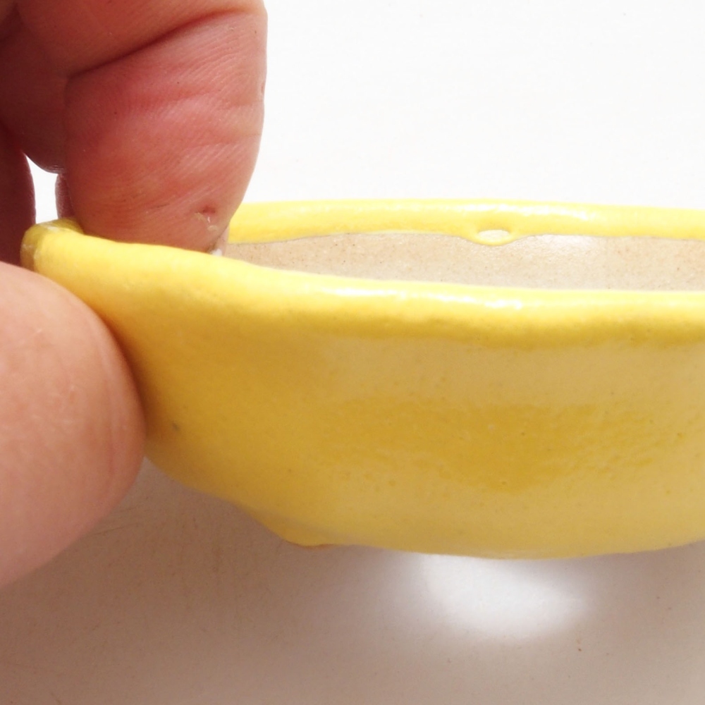 Bol à bonsaï en céramique 7 x 7 x 2 cm, jaune