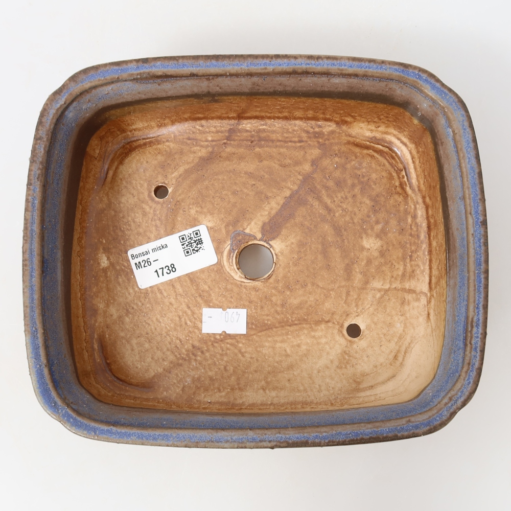 Pot à bonsaï en céramique 19,5 x 17 x 6 cm, couleur bleue