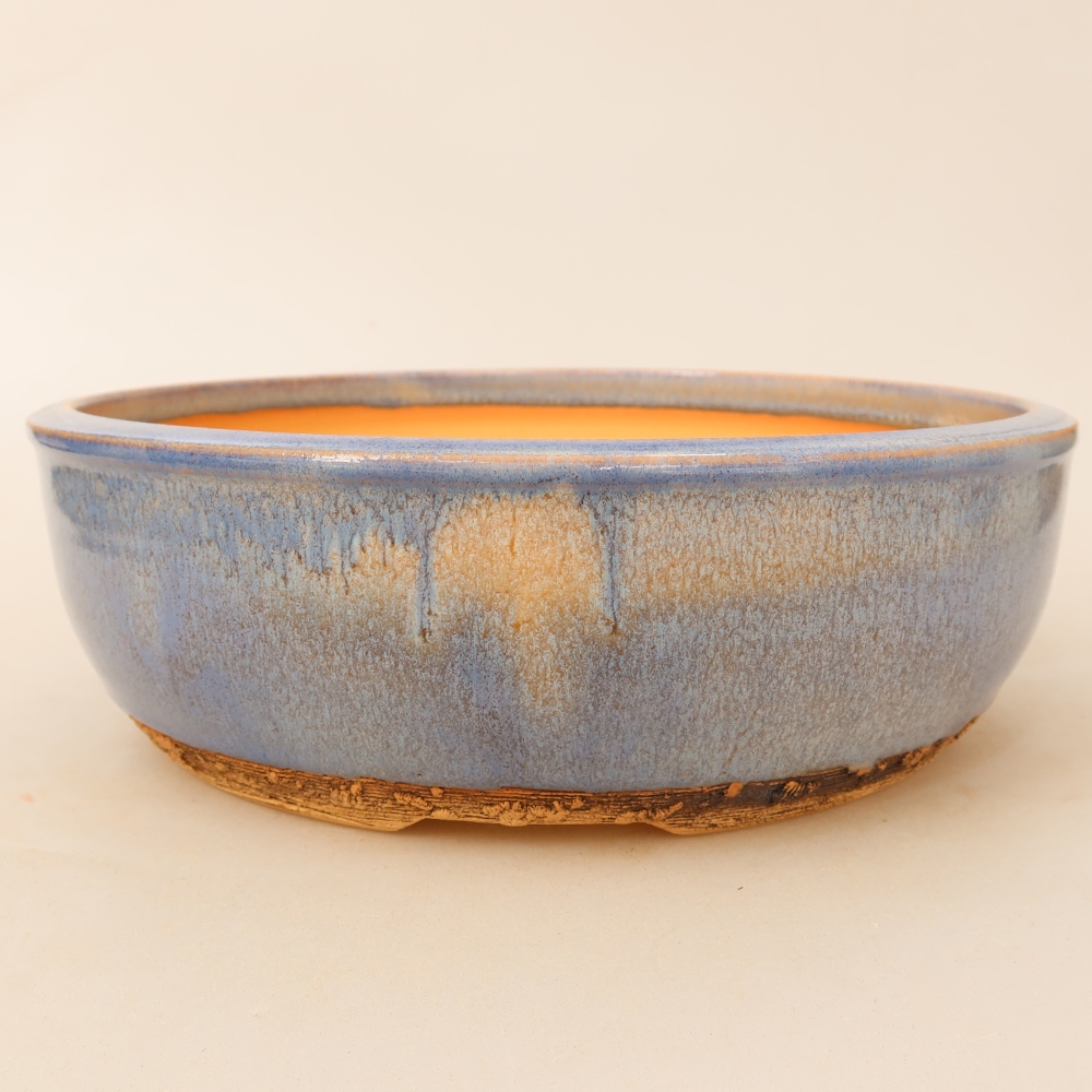 Pot à bonsaï en céramique 24 x 24 x 7,5 cm, couleur bleue