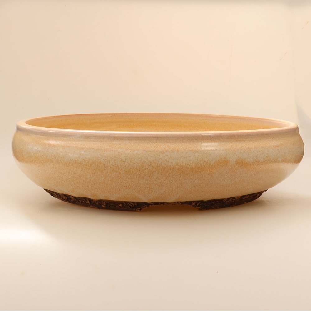 Pot à bonsaï en céramique 36,5 x 36,5 x 9,5 cm, couleur beige - RETRAIT SUR PLACE UNIQUEMENT ou expédition par palette
