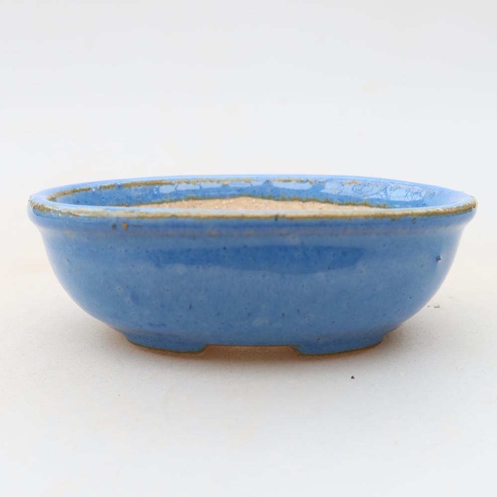Pot à bonsaï en céramique 8 x 6,5 x 3 cm, couleur bleue
