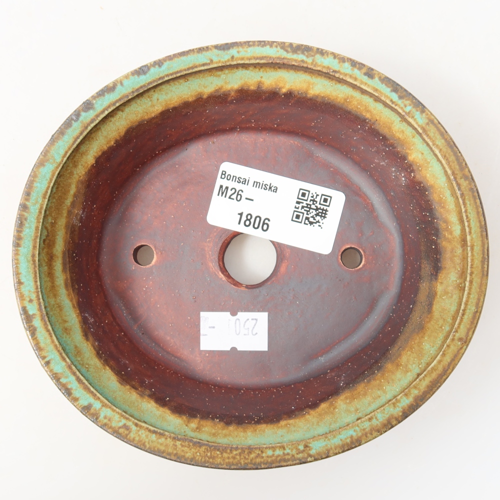 Pot à bonsaï en céramique 12,5 x 11,5 x 4 cm, couleur verte