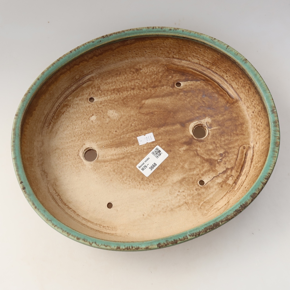 Pot à bonsaï en céramique 32 x 27,5 x 6,5 cm, couleur verte