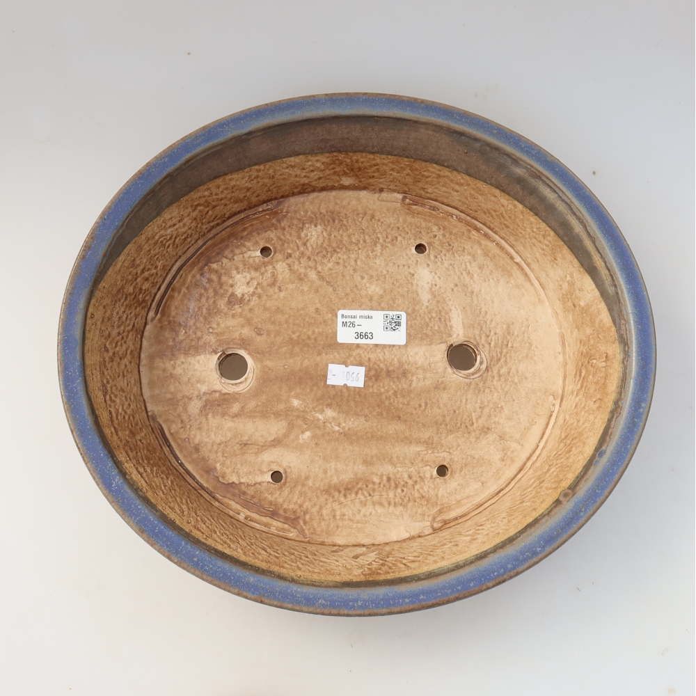 Pot à bonsaï en céramique 31 x 28,5 x 7 cm, couleur bleue