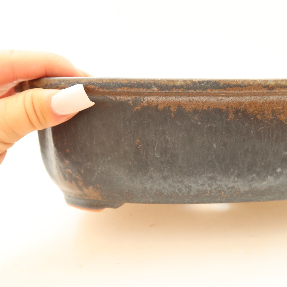 Pot à bonsaï en céramique 24,5 x 21 x 7,5 cm, couleur marron