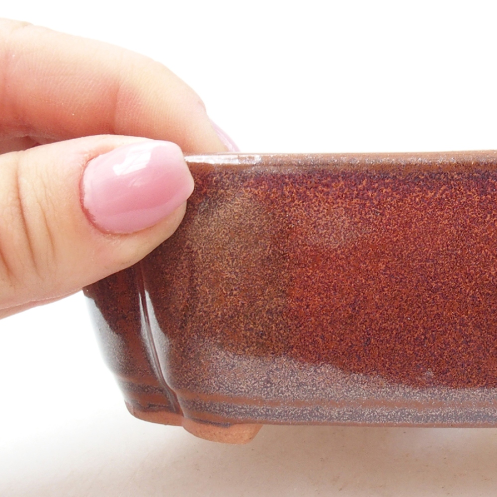 Bol à bonsaï en céramique 15 x 11,5 x 4,5 cm, brun