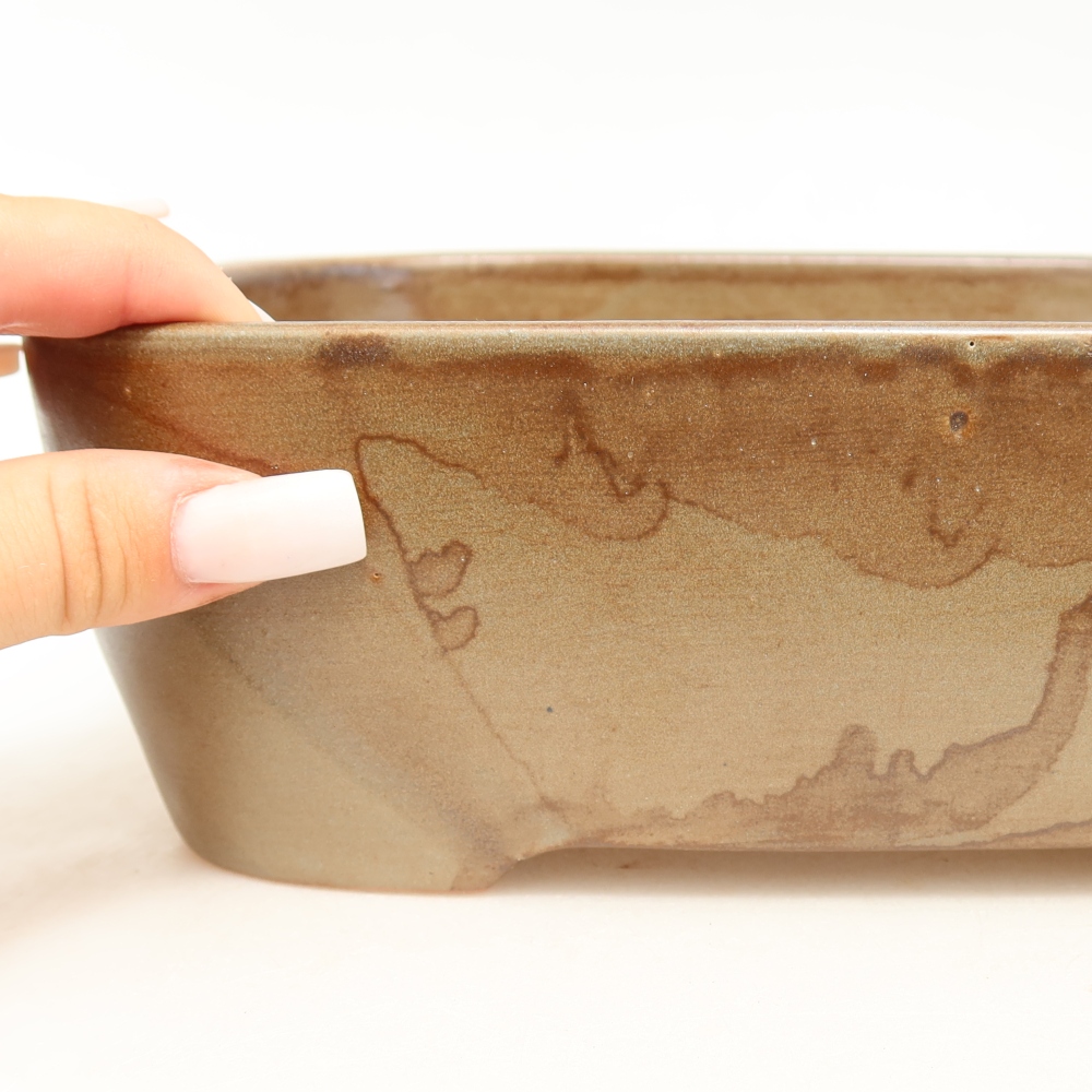 Pot à bonsaï en céramique 23 x 17,5 x 7,5 cm, couleur marron