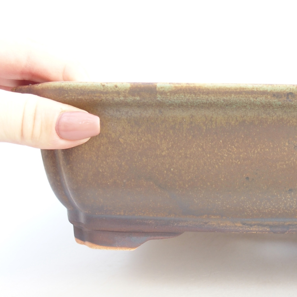 Bol à bonsaï en céramique 28 x 22,5 x 7 cm, vert-brun