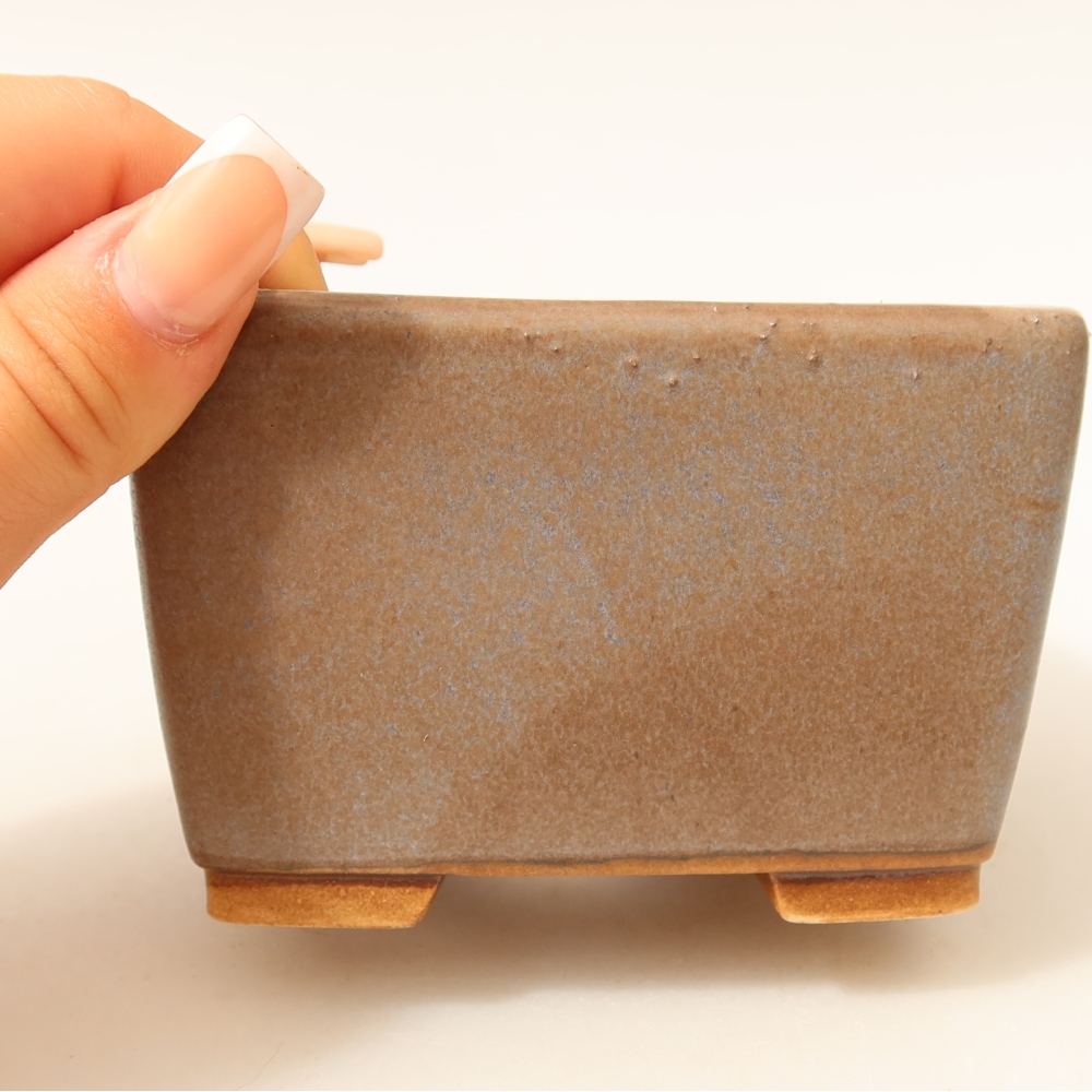 Pot à bonsaï en céramique 10,5 x 10,5 x 7 cm, couleur bleue