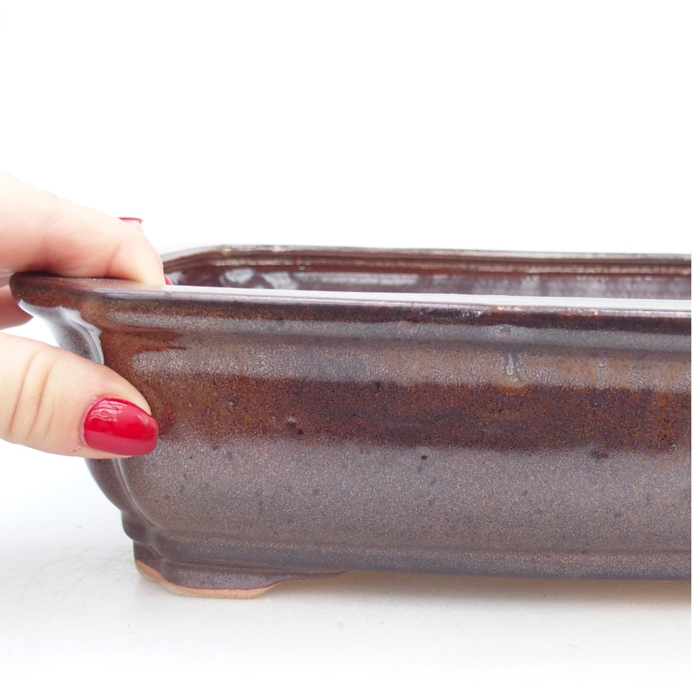 Bol à bonsaï en céramique 27,5 x 22 x 7 cm, brun