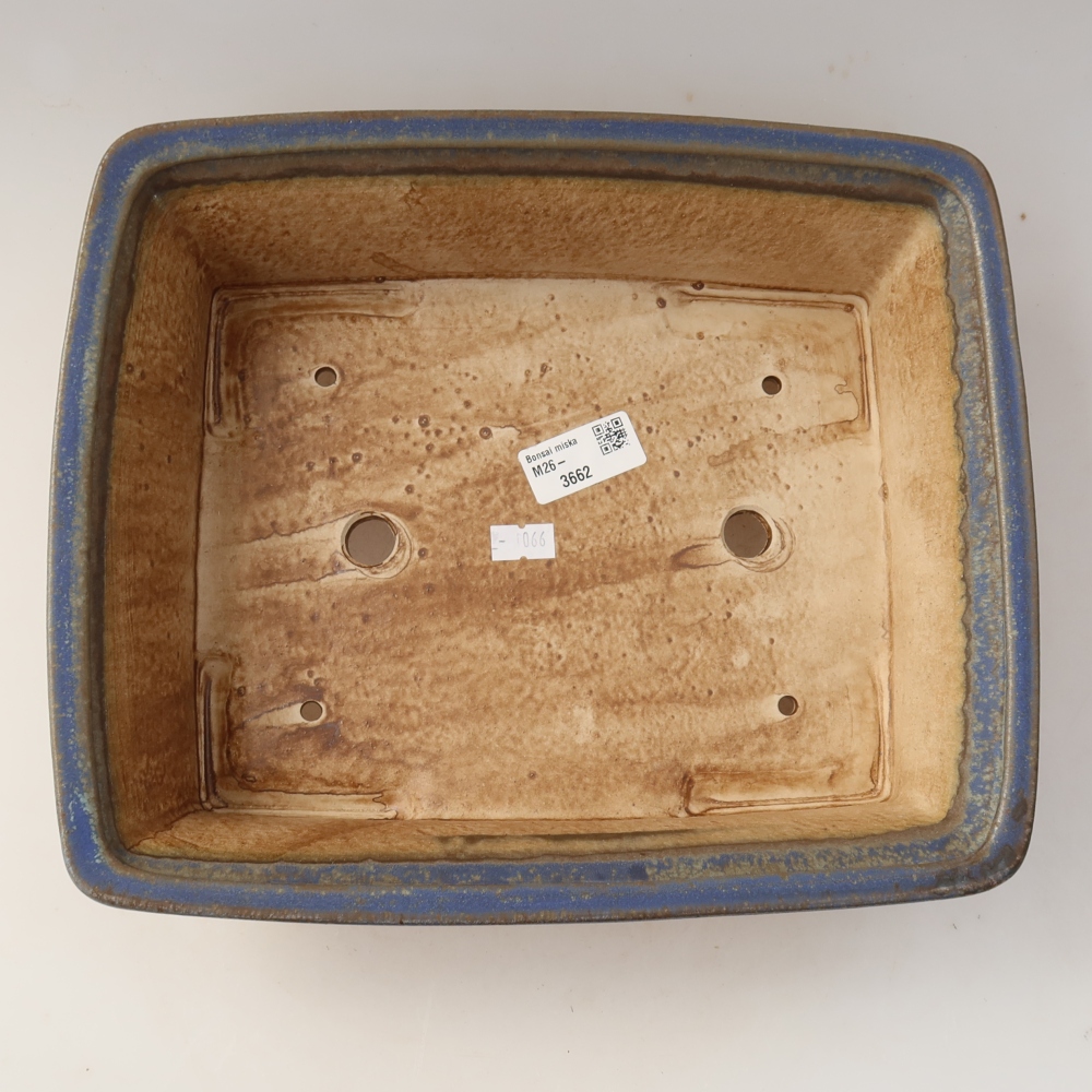 Pot à bonsaï en céramique 29,5 x 24,5 x 8 cm, couleur bleue