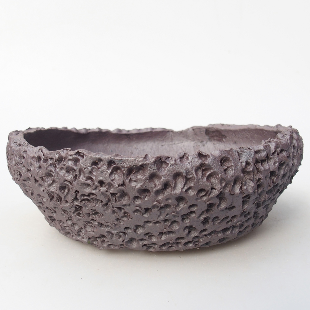 Bol à bonsaï en céramique 17 x 16,5 x 6 cm, couleur métal